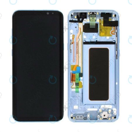 Samsung Galaxy S8 Plus G955F - LCD Display + Touchscreen Front Glas + Rahmen (Coral Blue) - GH97-20470D, GH97-20564D, GH97-20565D Genuine Service Pack