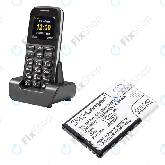 Akku batterie für Doro Primo 365, 1300mAh, Li-Ion, 3.7V, RCB01, HQ