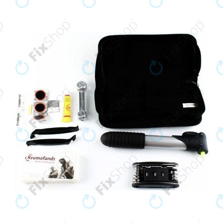 Multifunktionales Werkzeugset - Luftpumpe, Reifensatz, Schraubenschlüssel, Brechstangen & Schraubendreher 16in1