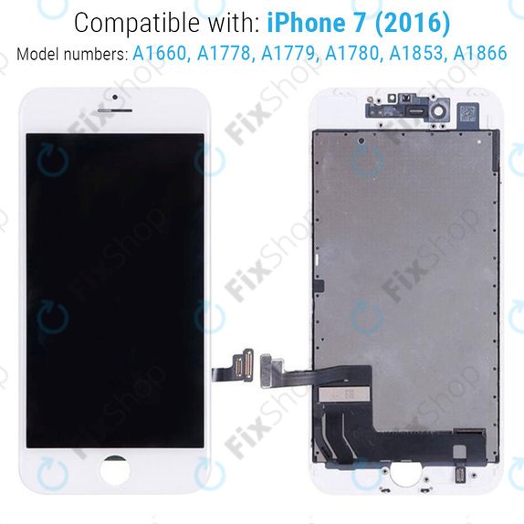 Display für iPhone 7, White, Touchscreen-Glas mit Rahmen