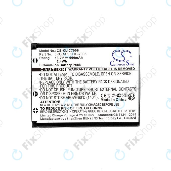 Akku batterie für Kodak EasyShare, 660mAh, Li-Ion, 3.7V, LB-012, KLIC-7006, HQ