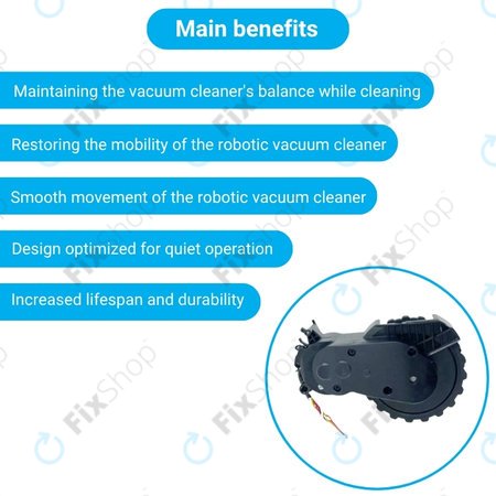 Xiaomi Mijia E10, E12, Mi Robot Vacuum Mop 2 Lite, 2 Pro - Rad mit Motor (Links) (Schwarz)