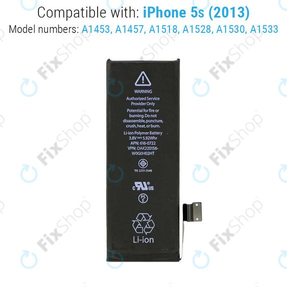 Akku Batterie für iPhone 5S, 1560mAh