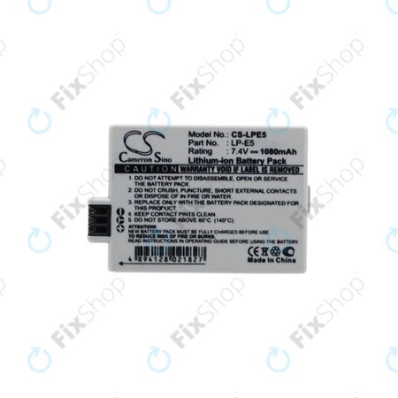 Canon EOS 450D, 500D, 1000D, Kiss F, Kiss X2, Kiss X3, Rebel T1i, XS, XSi - Akku Batterie LP-E5 Li-Ion 1080mAh HQ