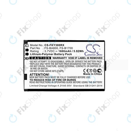 Akku batterie für Flysky FA605, FS-GT2B, FS-I10, 1600mAh, Li-Pol, 3.7V, FS-BA800, HQ