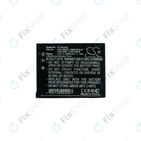 Panasonic Lumix DMC-TZ1, TZ2, TZ3, TZ4, TZ5, TZ11, TZ15, TZ50 - Akku Batterie CGA-S007 / CGR-S007 Li-Ion 1000mAh HQ