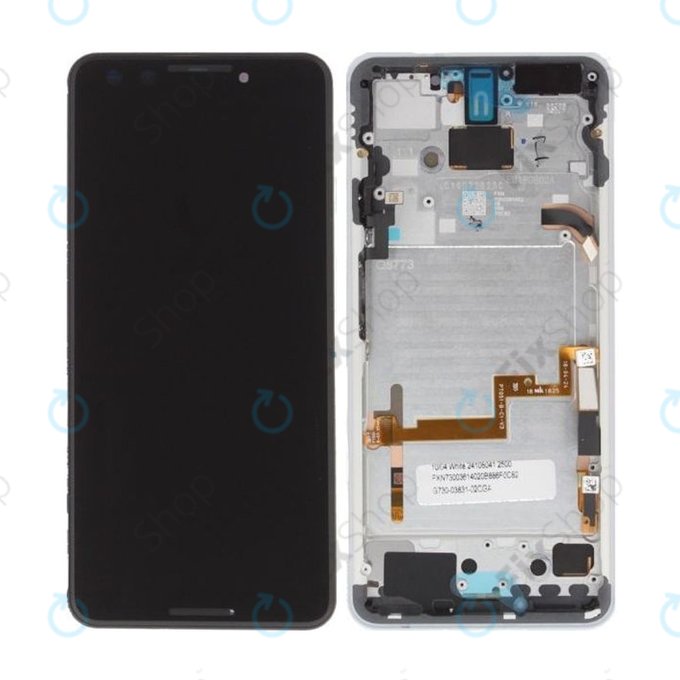 Google Pixel 3 - LCD Display + Touchscreen Front Glas + Rahmen (Clearly White) - 20GB1WW0S03 Genuine Service Pack