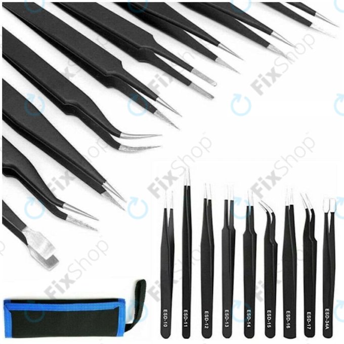 ESD Antistatik-Edelstahl-Pinzetten-Set 9in1