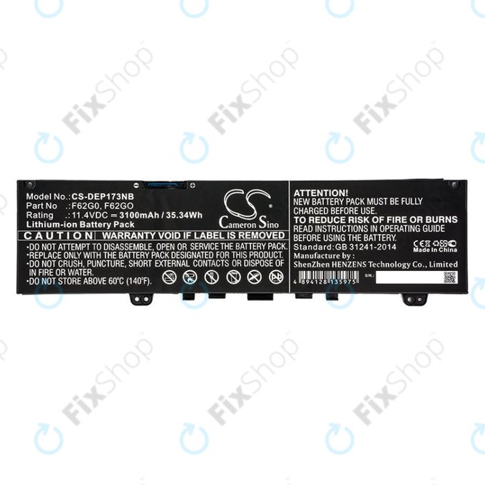 Akku batterie für Dell Inspiron 13, 7373, Vostro 13, 3100mAh, Li-Ion, 11.4V, F62G0, HQ