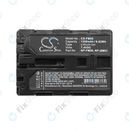 Batterie für Sony CCD-TR108, Cyber-shot DSC-S50, 1300mAh, Li-Ion, 7.4V, NP-QM51, HQ