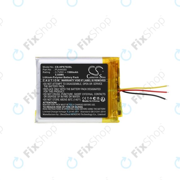 Batterie für HyperX Cloud Flight, Cloud Alpha, 1500mAh, Li-Pol, 3.7V, PL644050, HQ