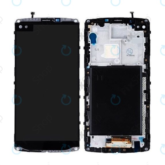 LG V10 H960A - LCD Display + Touchscreen Front Glas + Rahmen (Black) TFT