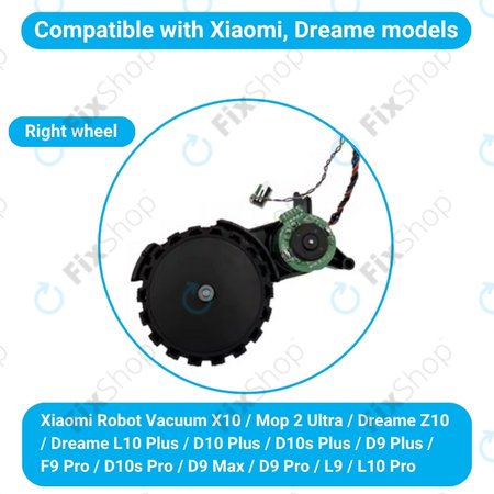 Xiaomi Robot Vacuum X10, Dreame Z10 Pro, L10 Plus, D10 Plus - Rad mit Motor (Rechts) (Schwarz)
