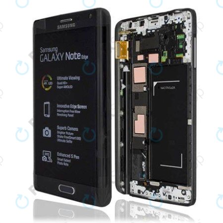 Samsung Galaxy Note Edge N915FY - LCD Display + Touchscreen Front Glas + Rahmen (Black) - GH97-16636A Genuine Service Pack
