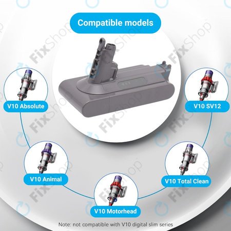 Dyson V10 - Akku Batterie 969352-02, SV12, 206340 Li-Ion 25.2V 2500mAh