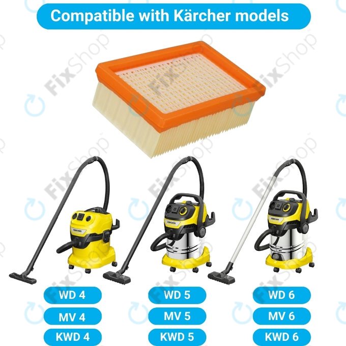 Kärcher WD-series, MV-series, KWD-series - Flach Staubfilter
