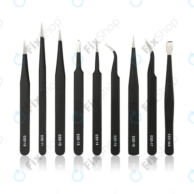ESD Antistatik-Edelstahl-Pinzetten-Set 9in1