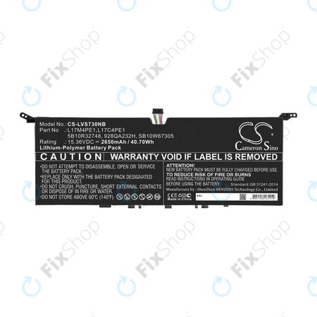 Batterie für Lenovo IdeaPad 730-13, 2650mAh, Li-Pol, 15.36V, 5B10R32748, HQ