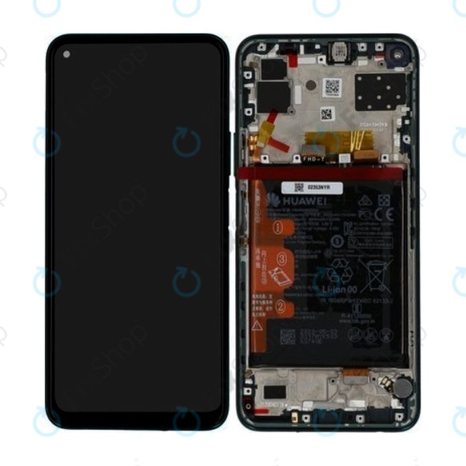 Huawei P40 Lite 5G - LCD Display + Touchscreen Front Glas + Rahmen + Akku Batterie (Crush Green) - 02353SUP Genuine Service Pack