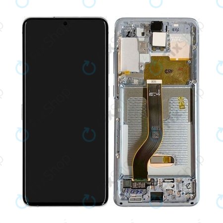 Samsung Galaxy S20 Plus G985F - LCD Display + Touchscreen Front Glas + Rahmen (Cloud White) - GH82-22134B, GH82-22145B Genuine Service Pack