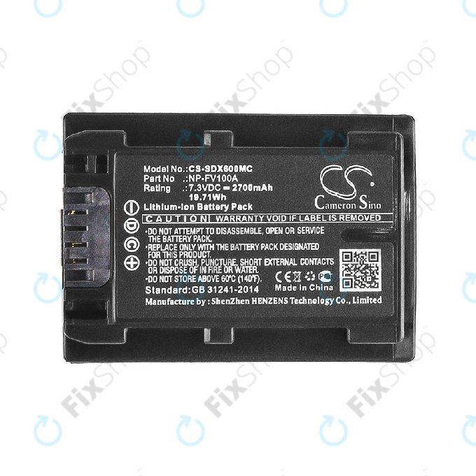 Batterie für Sony FDR-AX, HDR-CX, HDR-CX HDR-PJ, NEX-VG30, 2700mAh, Li-Ion, 7.3V, NP-FV100A, HQ