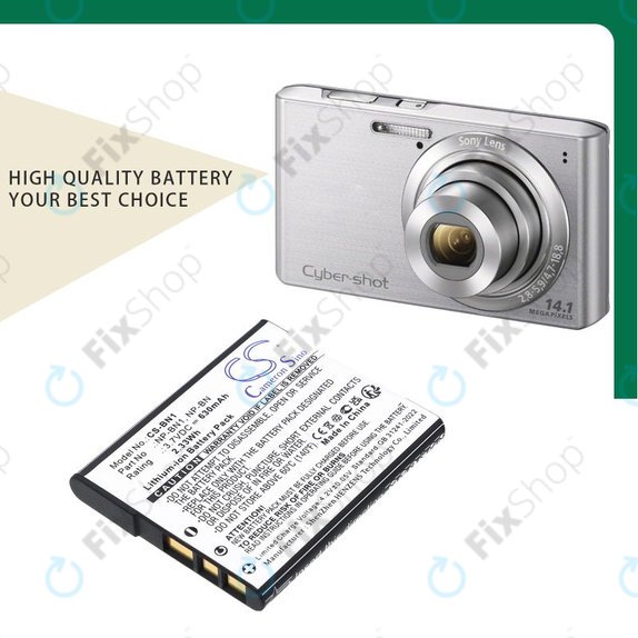 Akku batterie für Sony Cyber-Shot DSC-TX20, TX9, 630mAh, Li-Ion, 3.7V, NP-BN1, HQ