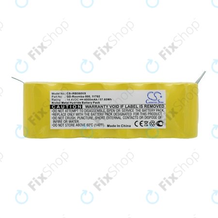 iRobot Roomba 500, 600, 700, 800, 900-series, R3, Scooba 450, Vileda 137173 - Akku Batterie 11702, GD-Roomba-500, VAC-500NMH-33 Ni-MH 14.4V 4000mAh HQ