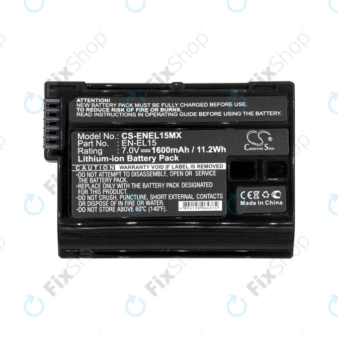 Akku batterie für Nikon Coolpix D7000, 1600mAh, Li-Ion, 7V, EN-EL15, HQ