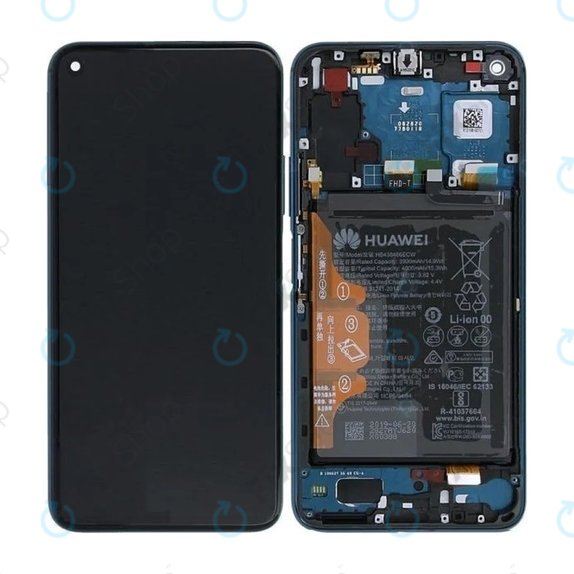 Huawei Honor 20 Pro - LCD Display + Touchscreen Front Glas + Rahmen + Akku Batterie (Phantom Blue) - 02352VKL Genuine Service Pack