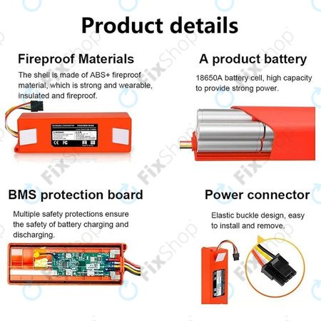 Xiaomi Roborock-series, Mi Robot Vacuum Mop 1S, Xiaowa-series - Akku Batterie BRR-2P4S-5200 Li-Ion 5200mAh