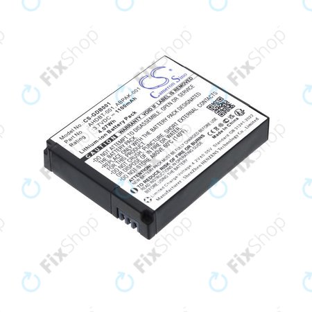 Akku batterie für GoPro HD Hero, Hero2, 1100mAh, Li-Ion, 3.7V, AHDBT-001, HQ