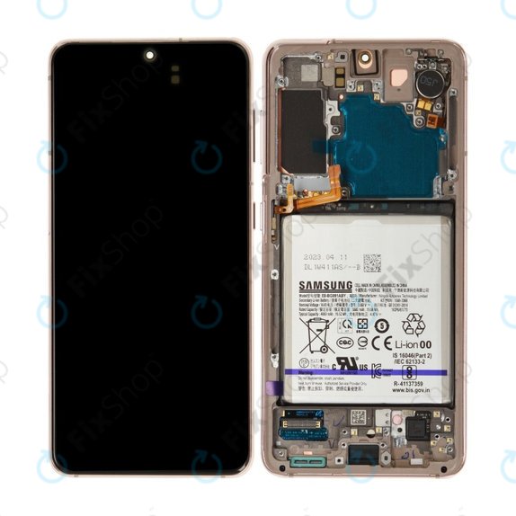 Samsung Galaxy S21 G991B - LCD Display + Touchscreen Front Glas + Rahmen + Akku Batterie (Violet) - GH82-27254B Genuine Service Pack