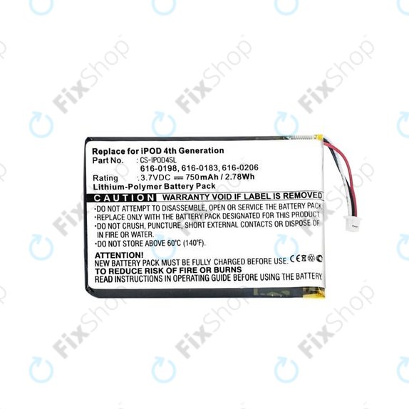 Apple iPod (4th Gen) - Akku Batterie 616-0183 750mAh HQ