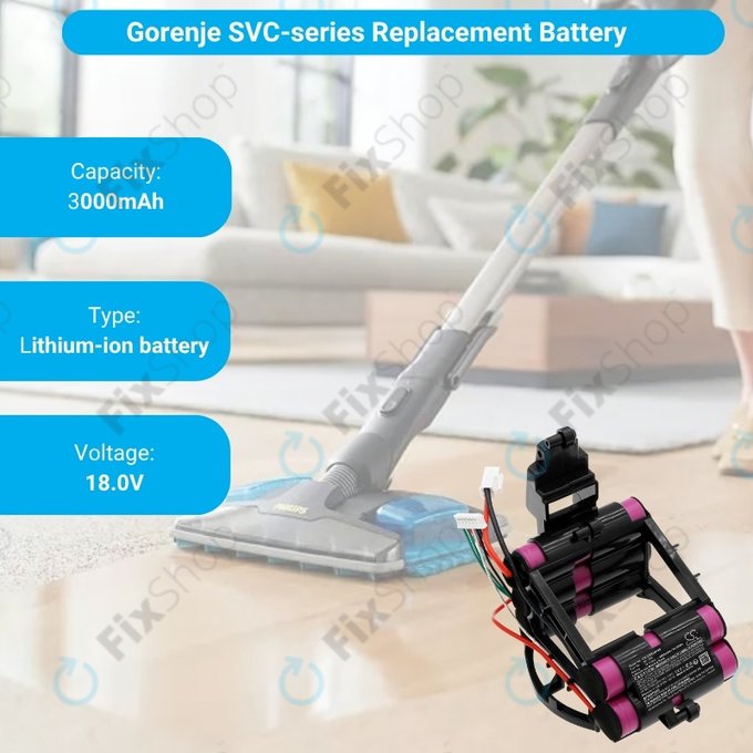 Gorenje SVC-series - Akku Batterie 861789 Li-Ion 18.0V 3000mAh HQ