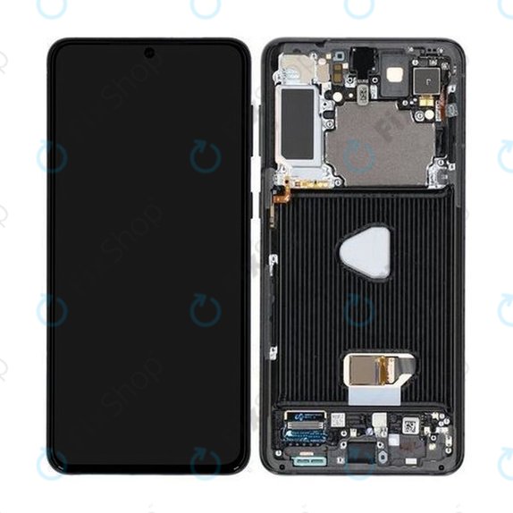 Samsung Galaxy S21 Plus G996B - LCD Display + Touchscreen Front Glas + Rahmen (Phantom Black) - GH82-24554A, GH82-24553A, GH82-27267A Genuine Service Pack