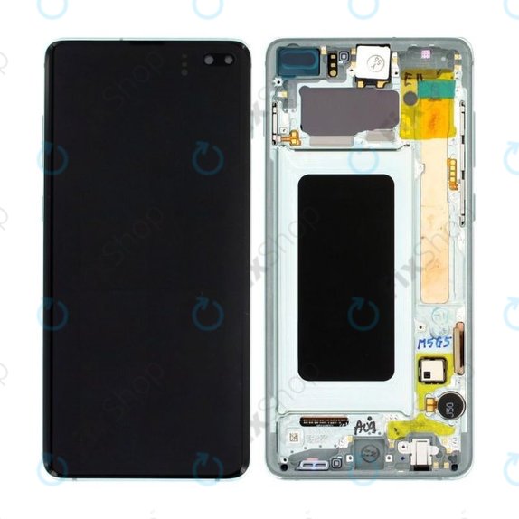 Samsung Galaxy S10 Plus G975F - LCD Display + Touchscreen Front Glas + Rahmen (Prism Green) - GH82-18849E, GH82-18834E, GH82-18857E Genuine Service Pack