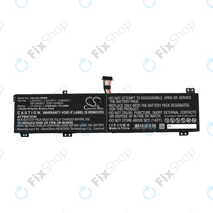 Batterie für Lenovo Legion 5, 5 Pro, 7, 7i, R7000p, 5100mAh, Li-Pol, 15.36V, L20C4PC1, HQ