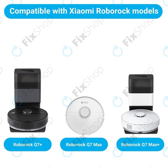 Ersatzteilset für Xiaomi Roborock Q7+, Q7 Max, Q7 Max+ (1x Hauptbürste, 2x Filter, 2x Seitenbürste – weiß)