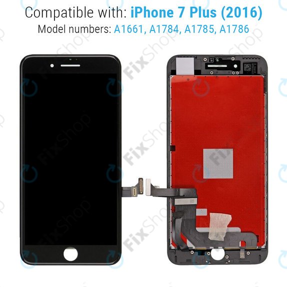 Display für iPhone 7 Plus, Black, Touchscreen-Glas mit Rahmen, Refurbished