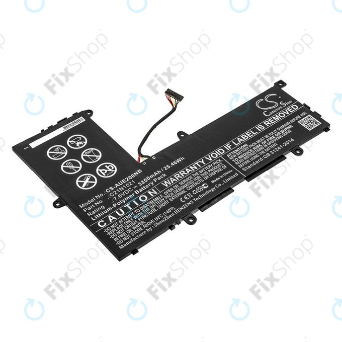 Akku batterie für Asus VivoBook E200, L200, Eeebook X206, 3350mAh, Li-Pol, 7.6V, C21N1521, HQ