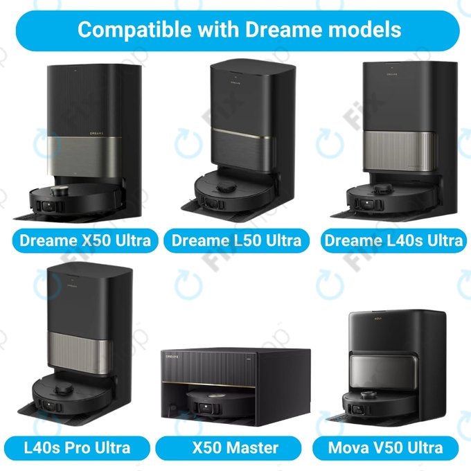 Ersatzteilset für Dreame X50 Ultra, L50 Ultra, L40s Ultra, L40s Pro Ultra, X50 Master, Mova V50 (1 Paar Hauptbürsten, 2x Filter, 2x Seitenbürste)