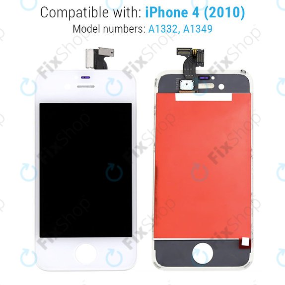Apple iPhone 4 - LCD Display + Touchscreen Front Glas + Rahmen (White) TFT