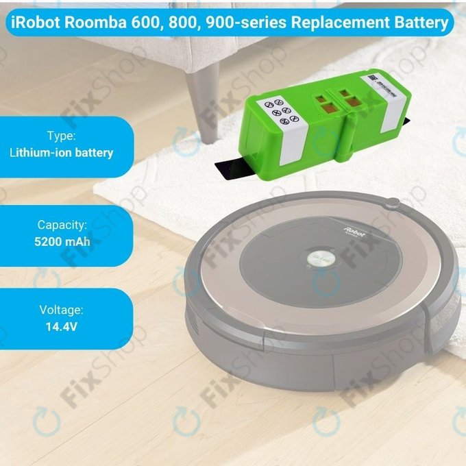 iRobot Roomba 600, 800, 900-series - Akku Batterie 4502233, 4374392, 2130LI Li-Ion 14.4V 5200mAh HQ