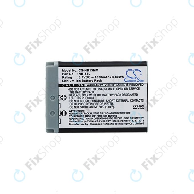 Canon Powershot G5X, G7X, G7X M2, G7X M3, G9X, G9X M2, PowerShot SX620HS, SX720HS, SX730HS, SX740HS - Akku Batterie NB-13L Li-Ion 1050mAh HQ