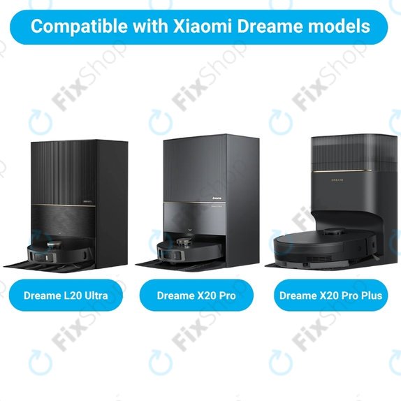 Ersatzteilset für Xiaomi Dreame L20 Ultra, X20 Pro, X20 Pro Plus (2x Hauptbürste, 4x Filter, 4x Seitenbürste – schwarz)