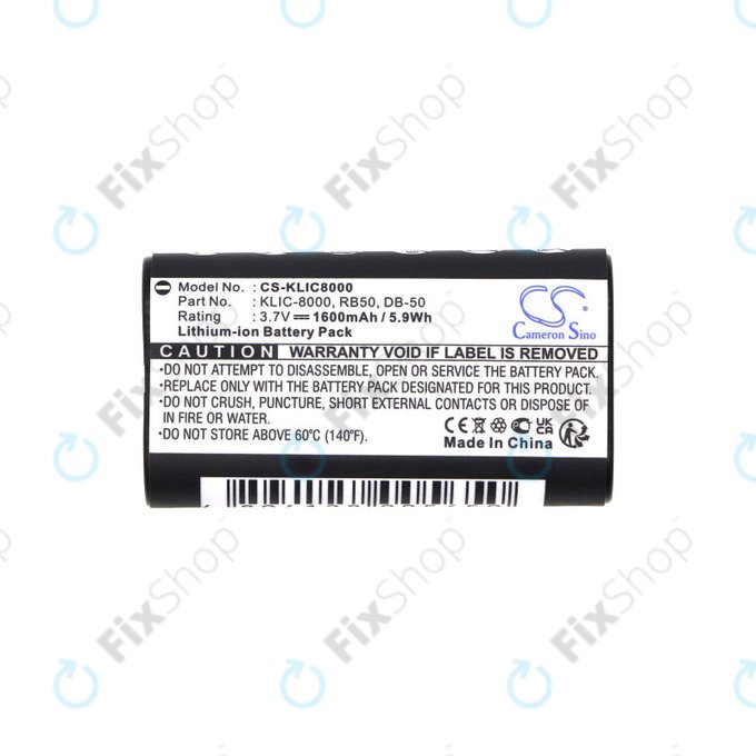 Batterie für Jay-Tech Jay-Cam I4800, Kodak Easyshare Z1012, 1600mAh, Li-Ion, 3.7V, KLIC-8000, HQ