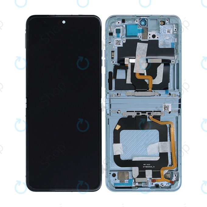 Motorola Razr 40 Ultra - LCD Display + Touchscreen Front Glas + Rahmen (Glacier Blue) - 5D68C22597 Genuine Service Pack