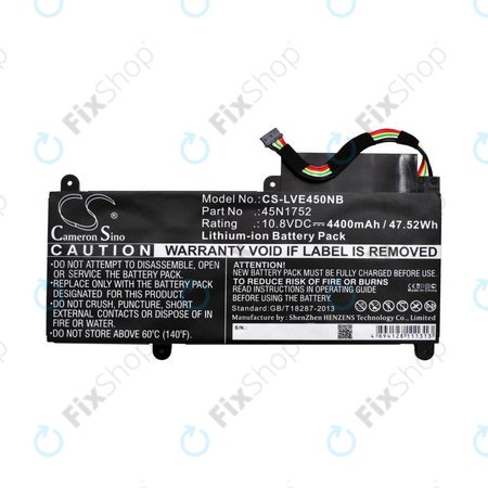 Batterie für Lenovo ThinkPad E450, E455, E460, E465, T470p, ThinkPad Edge E450 i7, 4400mAh, Li-Ion, 10.8V, 45N1752, HQ