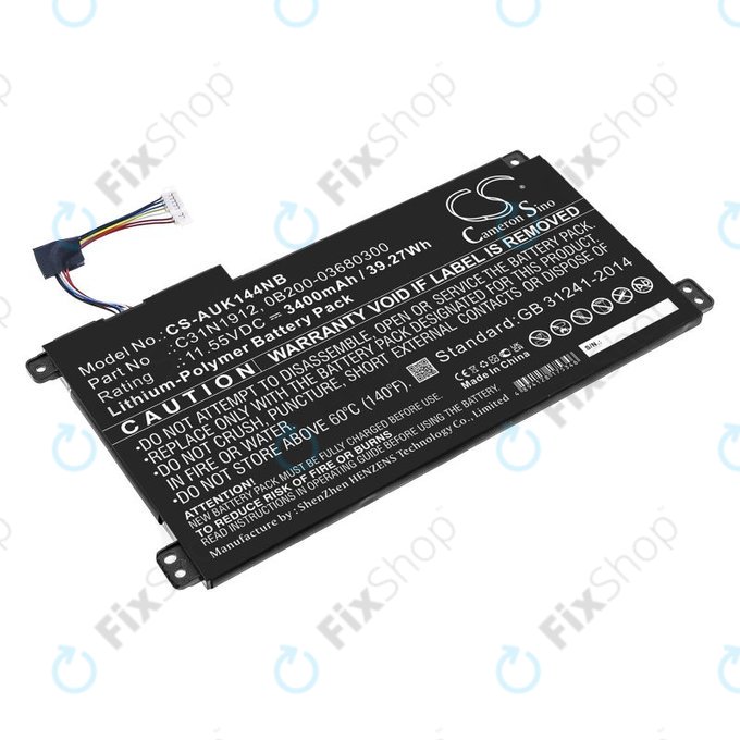 Akku batterie für Asus Vivobook 14, E510, 3400mAh, Li-Pol, 11.55V, C31N1912, HQ