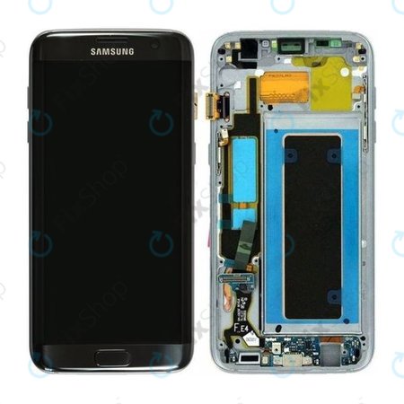 Samsung Galaxy S7 Edge G935F - LCD Display + Touchscreen Front Glas + Rahmen (Black) - GH97-18533A, GH97-18594A, GH97-18767A Genuine Service Pack
